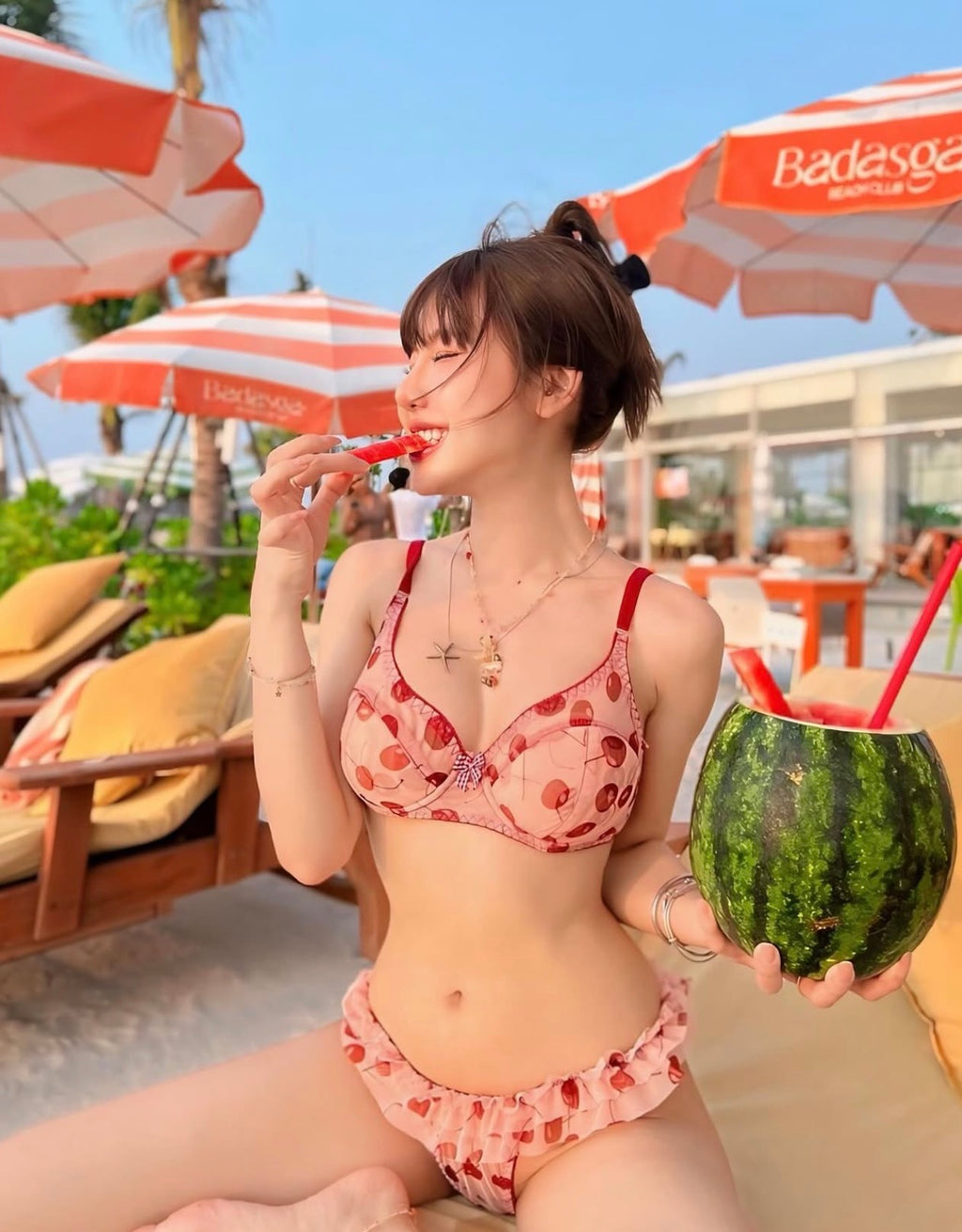 LACE Cherry Ruffle Swim Set